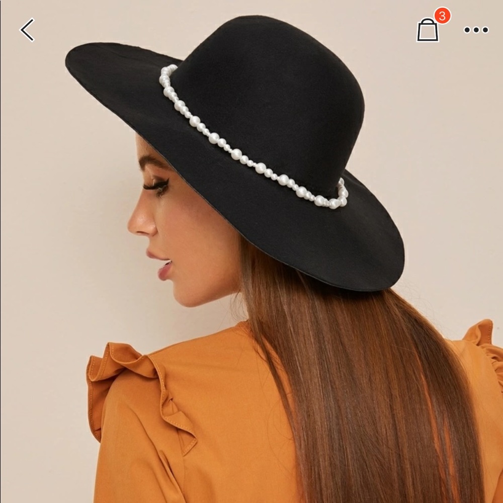Pearl decor floppy hat